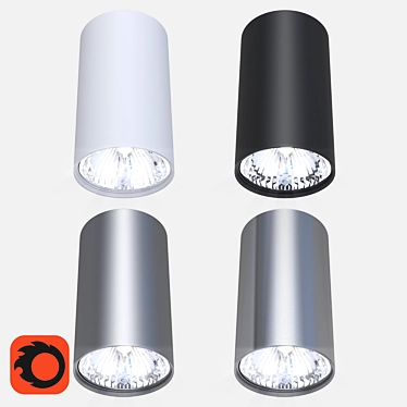 Elegant Surface Mounted GU10 Spotlight 3D model image 1 