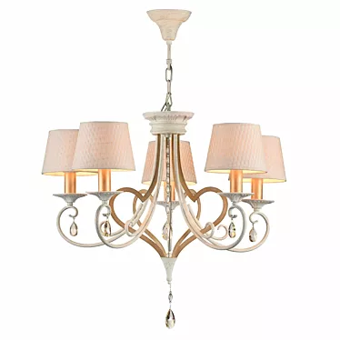 Elegant Enna Chandelier: White with Gold 3D model image 1 