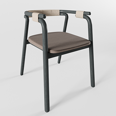 Rivulet Armchair: Elegant Hardwood & Leather Chair 3D model image 1 