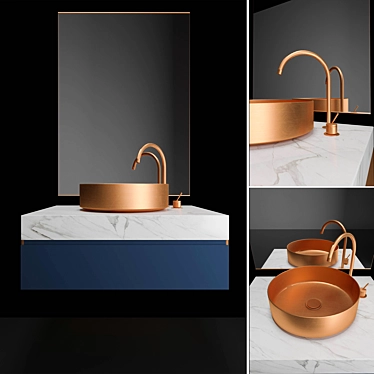 Bronze & Blue Bath Set 3D model image 1 