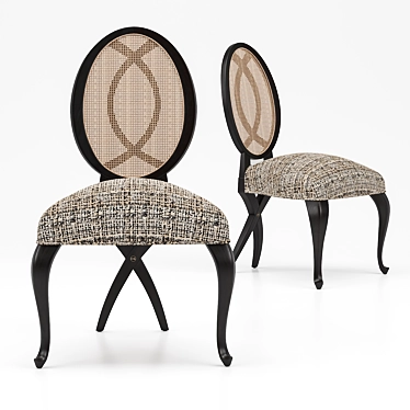 Colette Rattan Backrest Chair: Elegance Embodied 3D model image 1 