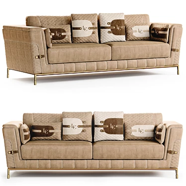 Exquisite Contessina Hypnose Sofa: Bronzo Patinated Finish, Leather & Velvet, 270x105x98/44h 3D model image 1 