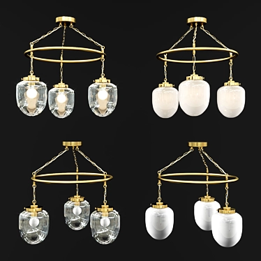 Modern Pendant Lamp with 3 IKEA Otersken Lamps 3D model image 1 