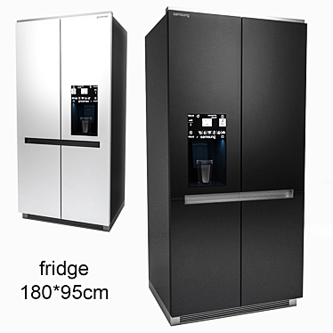 Sleek Side-By-Side Fridge | 95x180cm 3D model image 1 