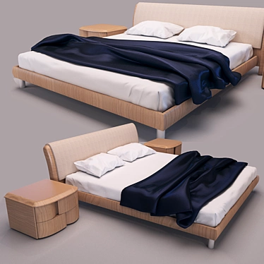 Real Size Maple Bed with Seal Simulation 3D model image 1 