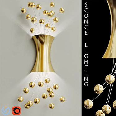 Elegant Gold Leaf Sconce 3D model image 1 