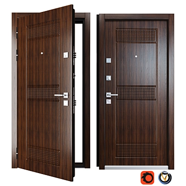 Lux1 Metal Entrance Door with Your Frame 3D model image 1 