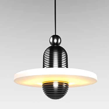 Sleek Black Pendant Light 3D model image 1 