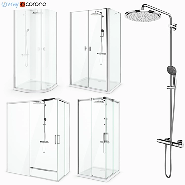 Radaway Set 50 - Complete Shower Cabin Collection 3D model image 1 