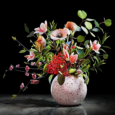 Elegant Spring Blossom Bouquet 3D model image 1 
