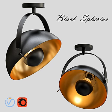 Modern Black Ceiling Light 3D model image 1 
