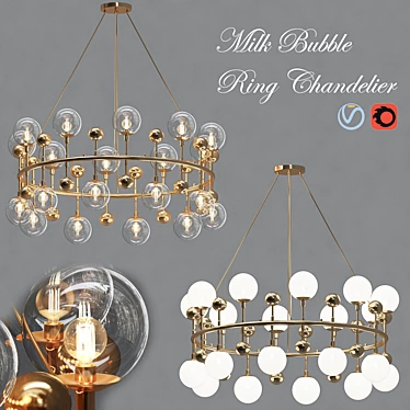 Milky Bubble Ring Chandelier 3D model image 1 