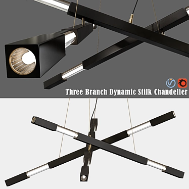 Dynamic Three Branch Chandelier 3D model image 1 