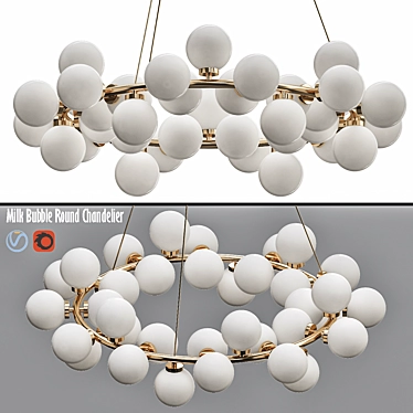 Milky Bubble Round Chandelier 3D model image 1 