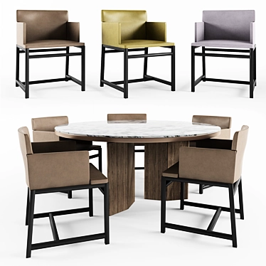 Elegant Minotti Flynt Chair: Stylish with Morgan Marble Table 3D model image 1 