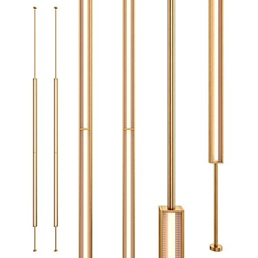 Modern Brass Ribbed Glass Floor Lamp 3D model image 1 