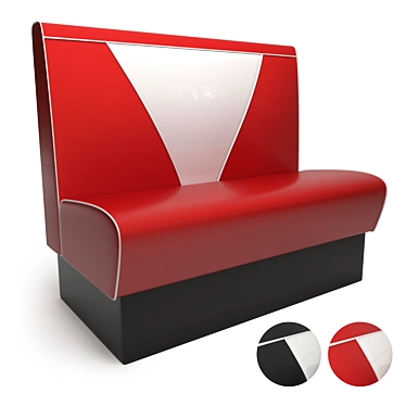 Retro V-Back Sofa - 50's Style 3D model image 1 