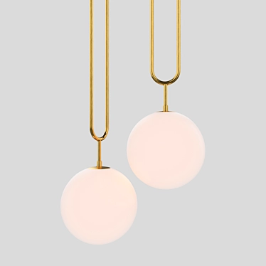 Pearlescent Pendant Light: Brass and Matte Metal Finish 3D model image 1 
