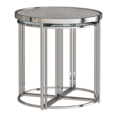 Elegant Gold Side Table Duo 3D model image 1 