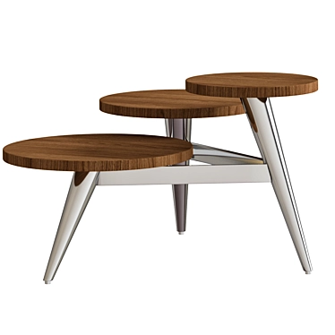 Modern Wood Metal Coffee Table 3D model image 1 