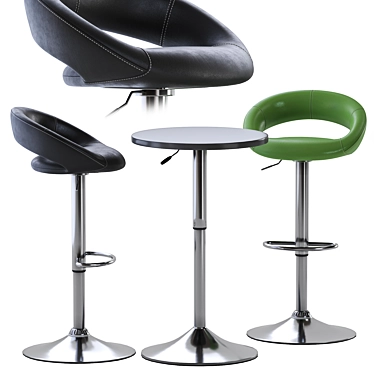 Sleek Black HEIKI Bar Stool - Perfect for Stylish Interiors 3D model image 1 