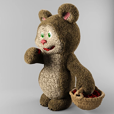 Bear and Raspberry Plush Toy 3D model image 1 