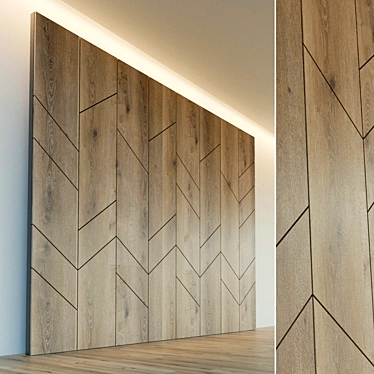 Wooden 3D Wall Panel: Decorative and Lightweight 3D model image 1 