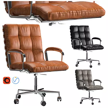 Elegant Leather Office Chair 3D model image 1 
