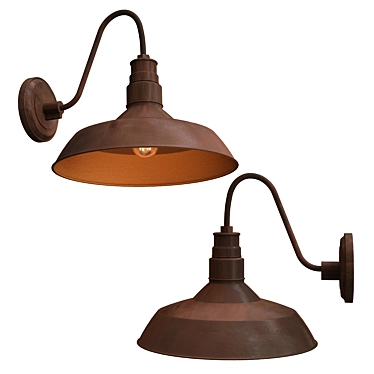 Rustic Vintage Barn Sconce - Industrial Charm 3D model image 1 