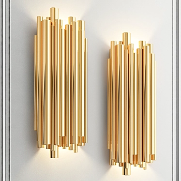 Golden Metal Wall Light: Modern, Industrial, Art Deco 3D model image 1 