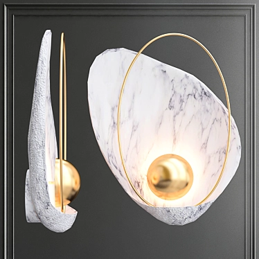 Marble Rakushki Brass Wall Lamp 3D model image 1 