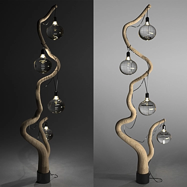 Title: Natural Wood Floor Lamp 3D model image 1 