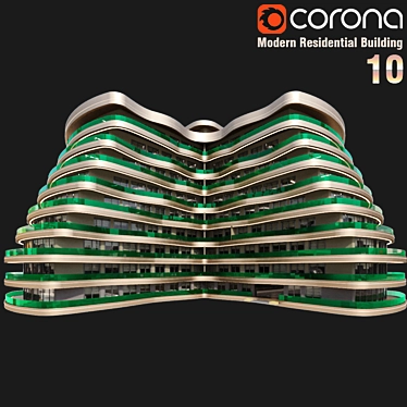 Modern 3D Residential Building 3D model image 1 