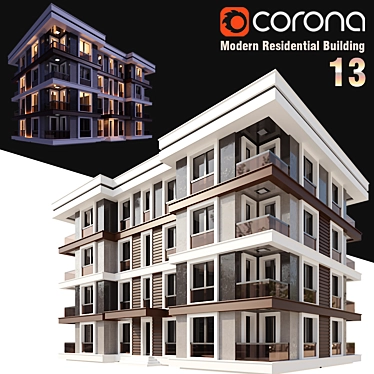 Modern Residential Building Model 3D model image 1 