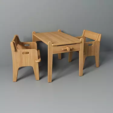 Modern Wood Kids Furniture Set 
Peter's Chair and Table Set 
Carl Hansen & Son Kids Collection 
Elegant and Practical Kids Furniture 3D model image 1 