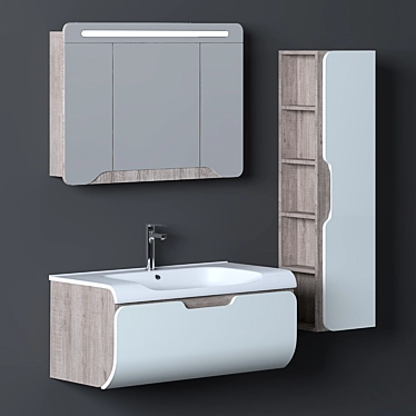 Nplus Golf 100 Bathroom Cabinet Set with Wood Texture 3D model image 1 