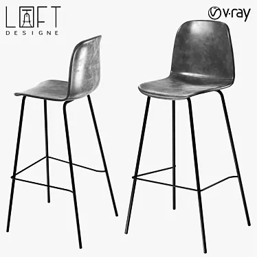 Industrial Style Metal and Faux Leather Bar Stool 3D model image 1 