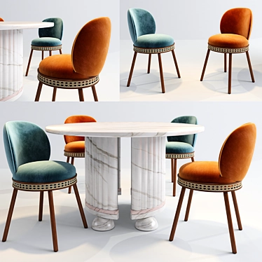 Elegant Alma Chair & Memphis Table 3D model image 1 