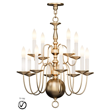 Vintage Brass Dutch Chandelier 3D model image 1 