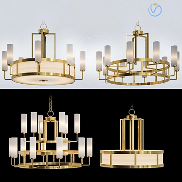 Elegant Japanese Chandeliers 3D model image 1 