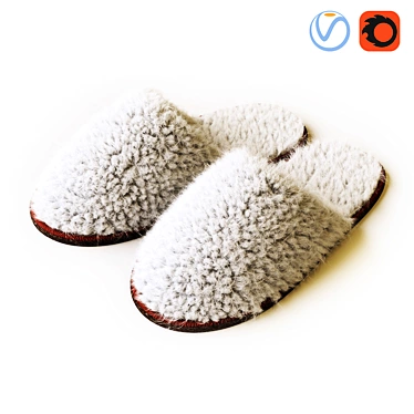 Cozy White Fegen Slippers 3D model image 1 