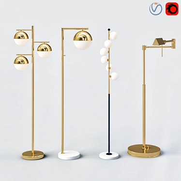 Contemporary Brass Floor Lamp 3D model image 1 