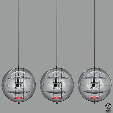 Sleek VP Globe Glass Pendant 3D model image 1 