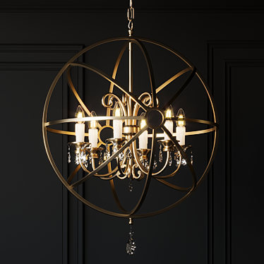 Elegant Crystal Orb Chandelier 3D model image 1 