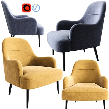 Elegant Nuevo Lounge Chair 3D model image 1 