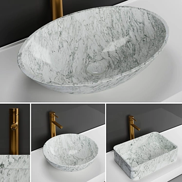 Lusso Stone Carrara Basins: Elegance, Italia, Kudos 3D model image 1 
