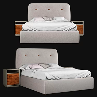 Modern Lift-Up Bed with Nightstand 3D model image 1 