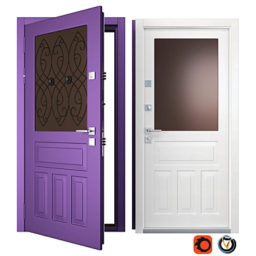 Martino Metal Entrance Door with Customizable Frame 3D model image 1 