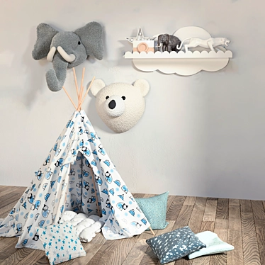 Cozy Corner: Soft Toy & Tent Set 3D model image 1 