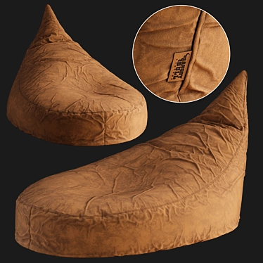 Luxury Leather Suede Beanbag 3D model image 1 